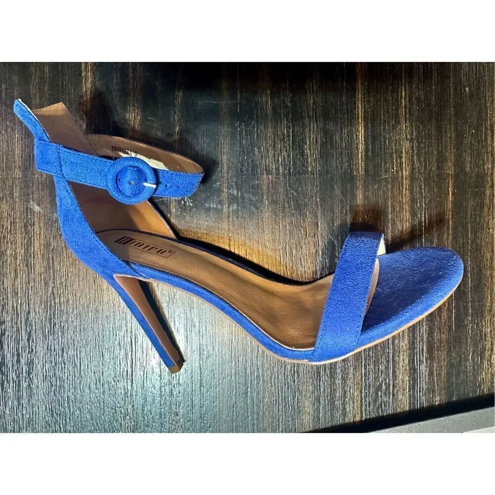 IDIFU Blue Suede NEW Stiletto High Heel size 9 Sandals Open toe Ankle Strap - Picture 6 of 11